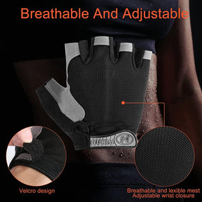 Men Women Gym Gloves Weightlifting Fitness Training Non Slip Palm Protector Breathable Fingerless Bike Bicycle Cycling Gloves