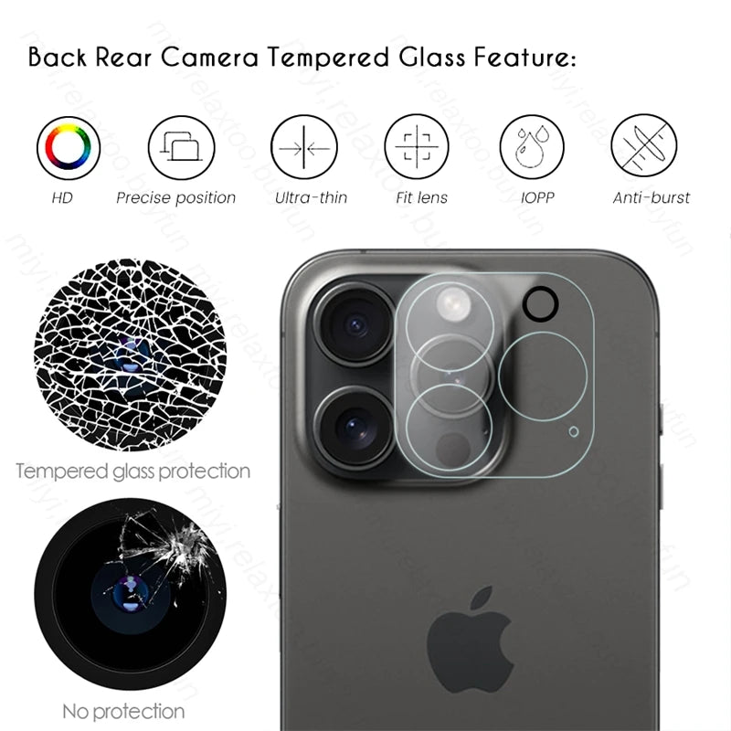 2To1 Tempered Glass Screen Protector For Iphone 15 Pro 3D Camera Protective Glass Iphone15 I Phone 15 ProMax Pro Max Plus Glass