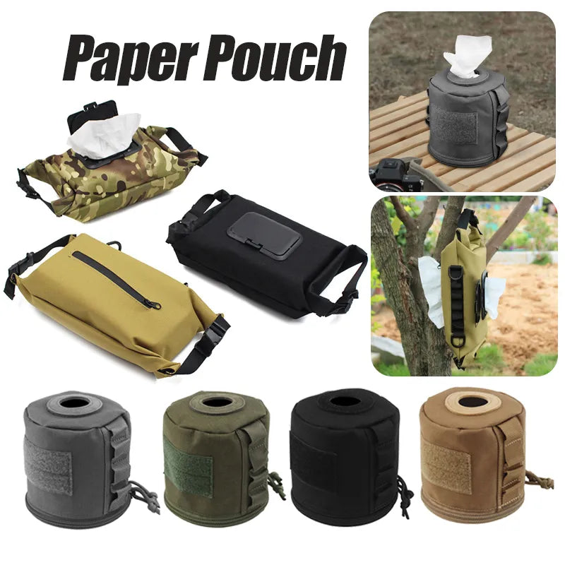 Molle Roll Paper Storage Bag Outdoor Tactical Military Tissue Case Toilet Roll Paper Storage Holder for Camping Outdoor Tools