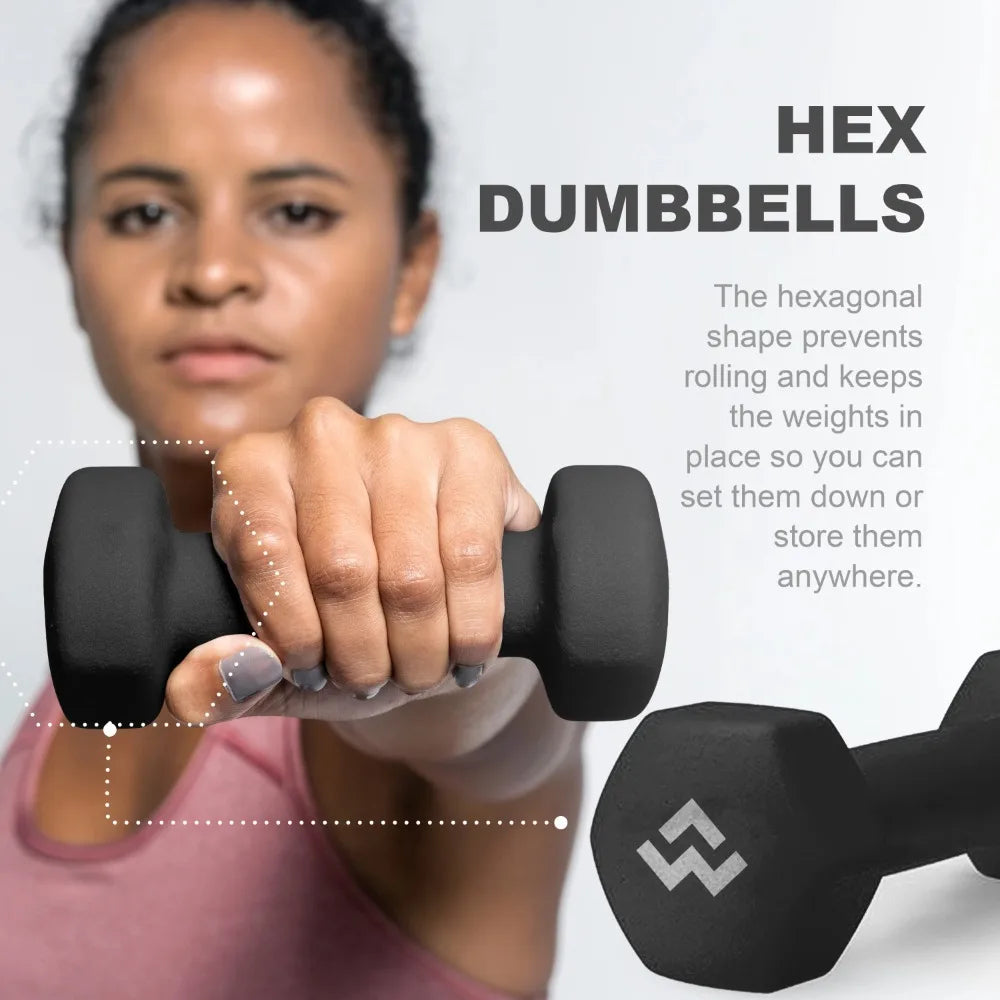 Fitness Gym Dumbbells and Dumbbells to Exercise At Home Neoprene Dumbbell Pair - Black Dumbell Dumbells Bodybuilding Exercises