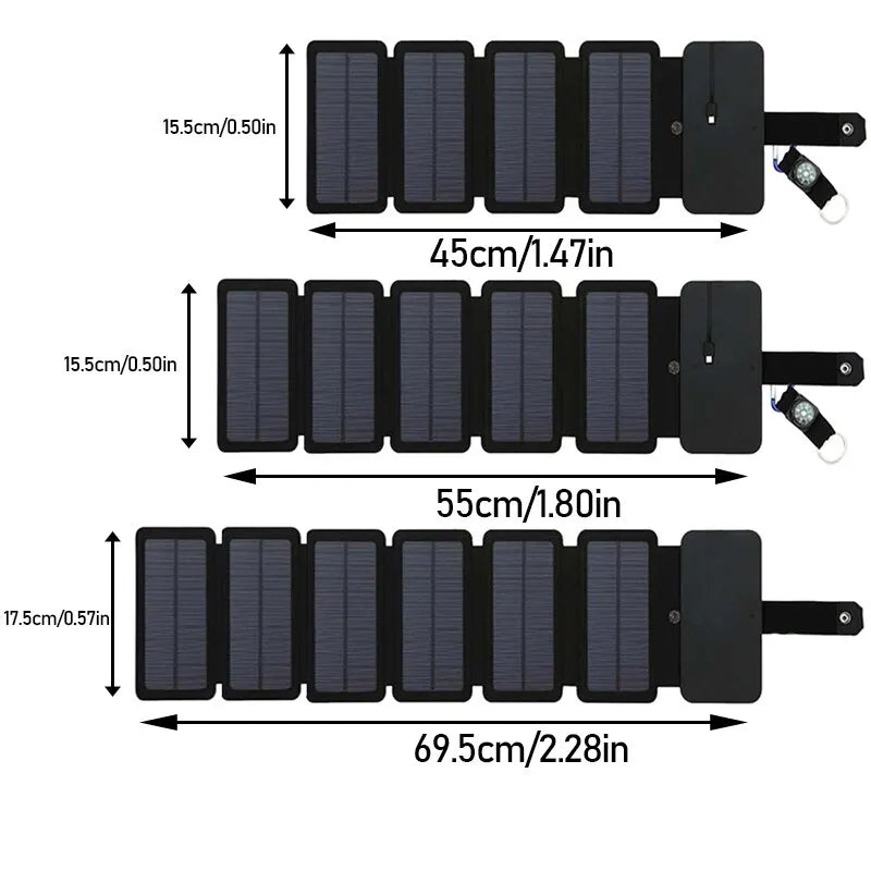 Outdoor Multifunctional Portable Solar Charging Panel Foldable 5V 2.1A USB Output Device Camping Tool High Power Output