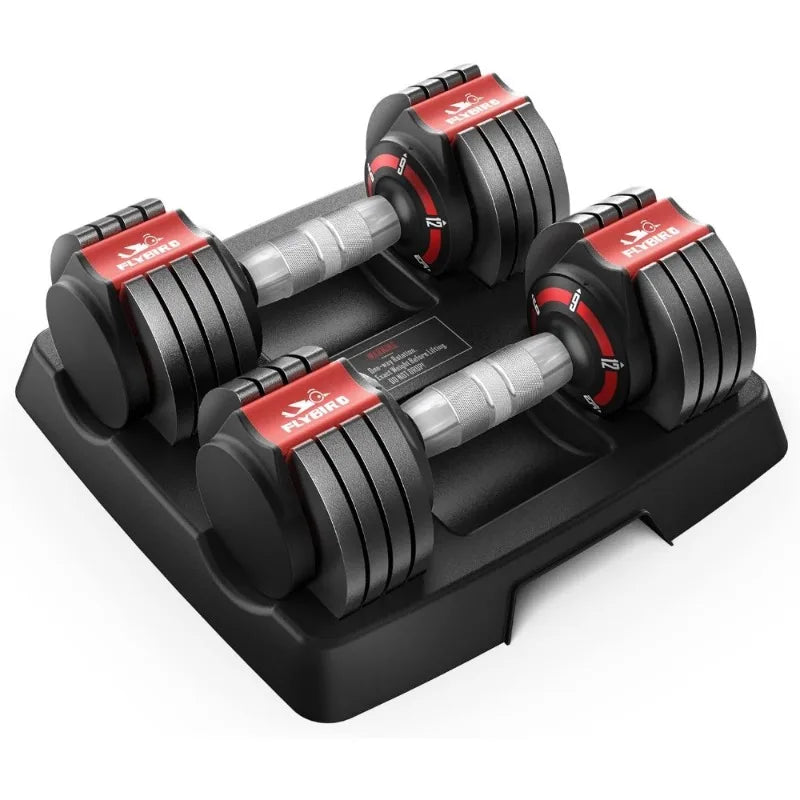 FLYBIRD Adjustable Dumbbells,15LB Sets of 2 for Home Gym Exercise & Fitness, Fast Change Weights with Anti-Slip Metal Handle