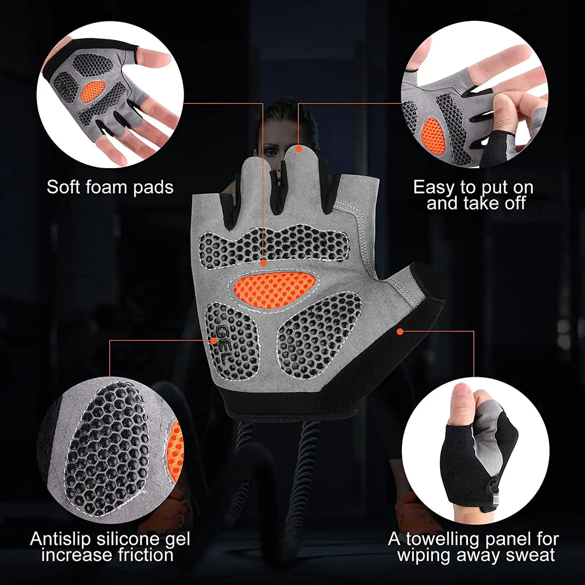 Men Women Gym Gloves Weightlifting Fitness Training Non Slip Palm Protector Breathable Fingerless Bike Bicycle Cycling Gloves