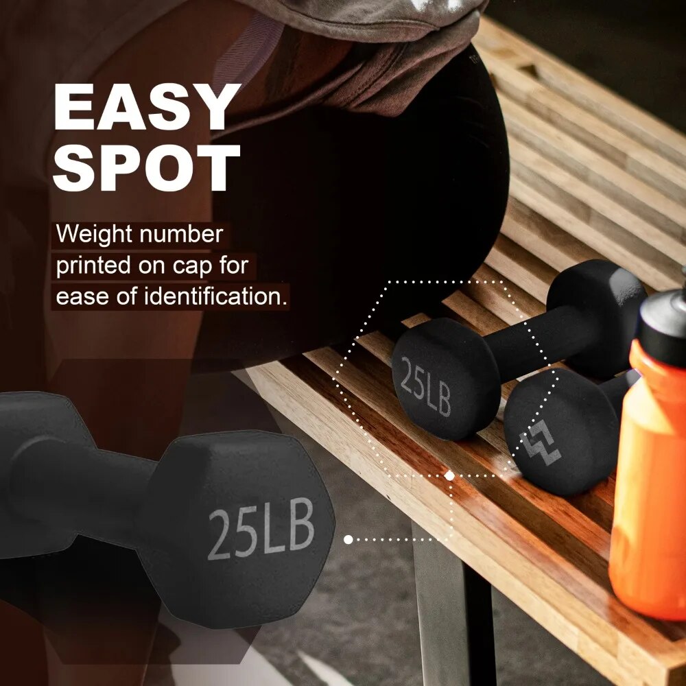 Fitness Gym Dumbbells and Dumbbells to Exercise At Home Neoprene Dumbbell Pair - Black Dumbell Dumbells Bodybuilding Exercises