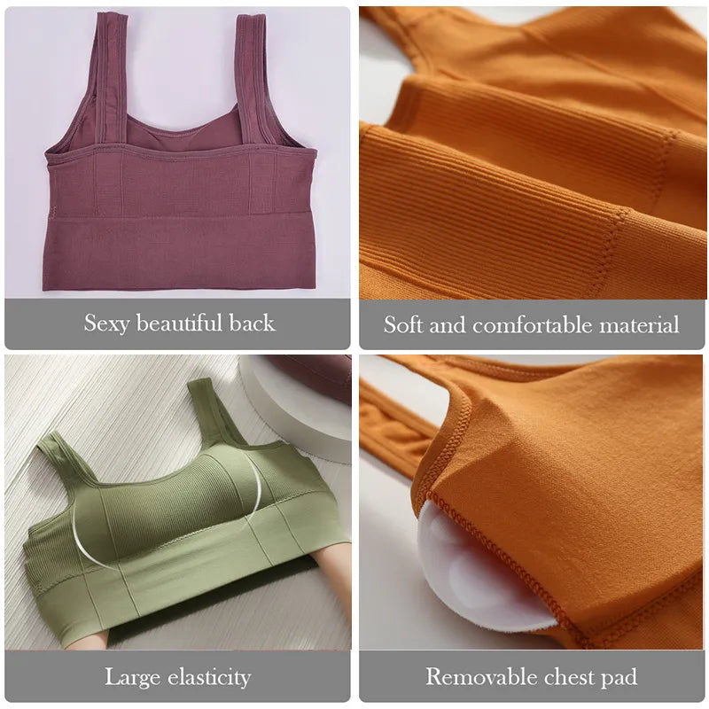 Breathable Sports Bra Shockproof Crop Top Anti-sweat Fitness Top Women Seamless Yoga Bra  Push Up Sport Top Gym Workout Top