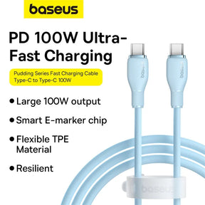 Baseus PD 100W USB C Cable For iPhone 15 Fast Charging Cable For Samsung Xiaomi Huawei Macbook Data Wire Charging Cable Soft TPE