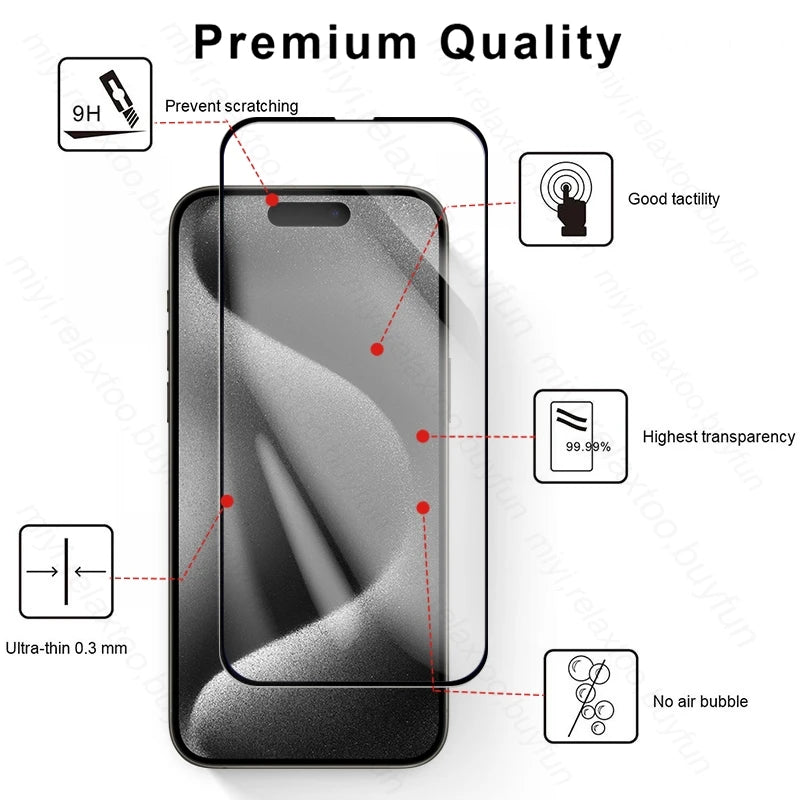 2To1 Tempered Glass Screen Protector For Iphone 15 Pro 3D Camera Protective Glass Iphone15 I Phone 15 ProMax Pro Max Plus Glass