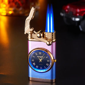 Windproof Gas Lighter Wrist Watch Cigar Lighter Outdoors Jet Double Tube Lighters Gadgets for Men Cigarette Accessories Fires