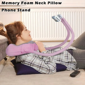 Travel Pillow with Mobile Phone Holder,Neck Support 360°Rotation Universal Mobile Phone Tablet Stand Travel Pillow,Outdoor