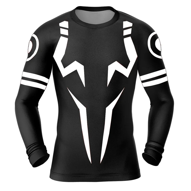 Jujutsu Kaisen 3D Print Compression Shirts for Men Gym Workout Fitness Undershirt Athletic Quick Dry Long Sleeve Tops Sportswear