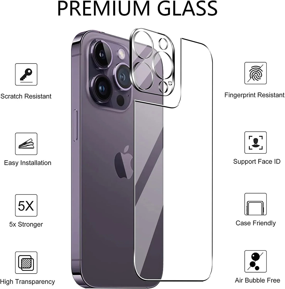 4 in 1 Tempered Glass for IPhone 15 14 13 11 Pro Max 12 Mini Plus 15Plus 15Pro 14Pro Back Screen Protector with Camera Lens Film