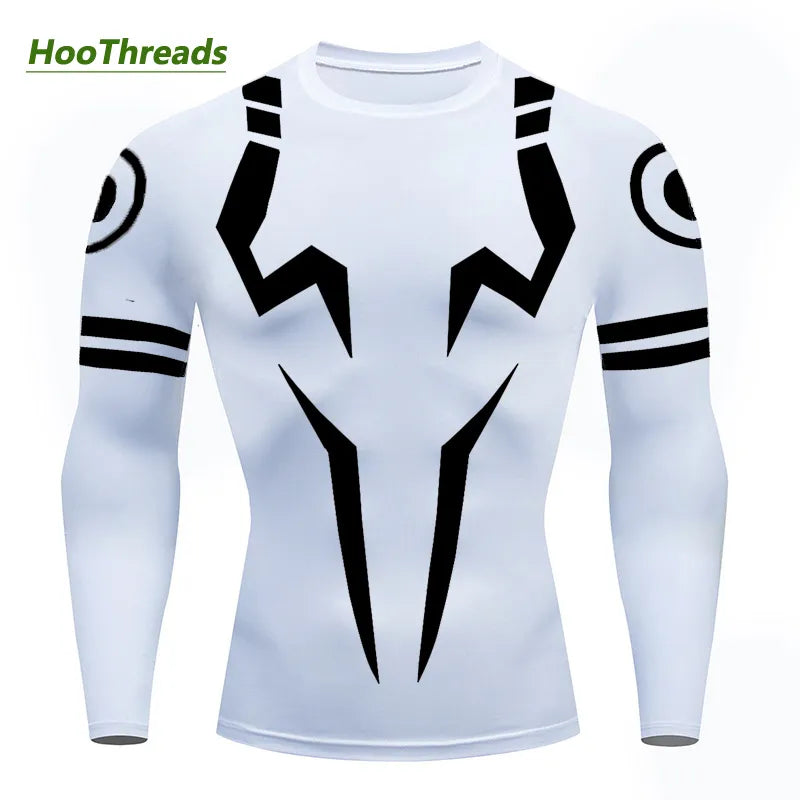 Jujutsu Kaisen 3D Print Compression Shirts for Men Gym Workout Fitness Undershirt Athletic Quick Dry Long Sleeve Tops Sportswear